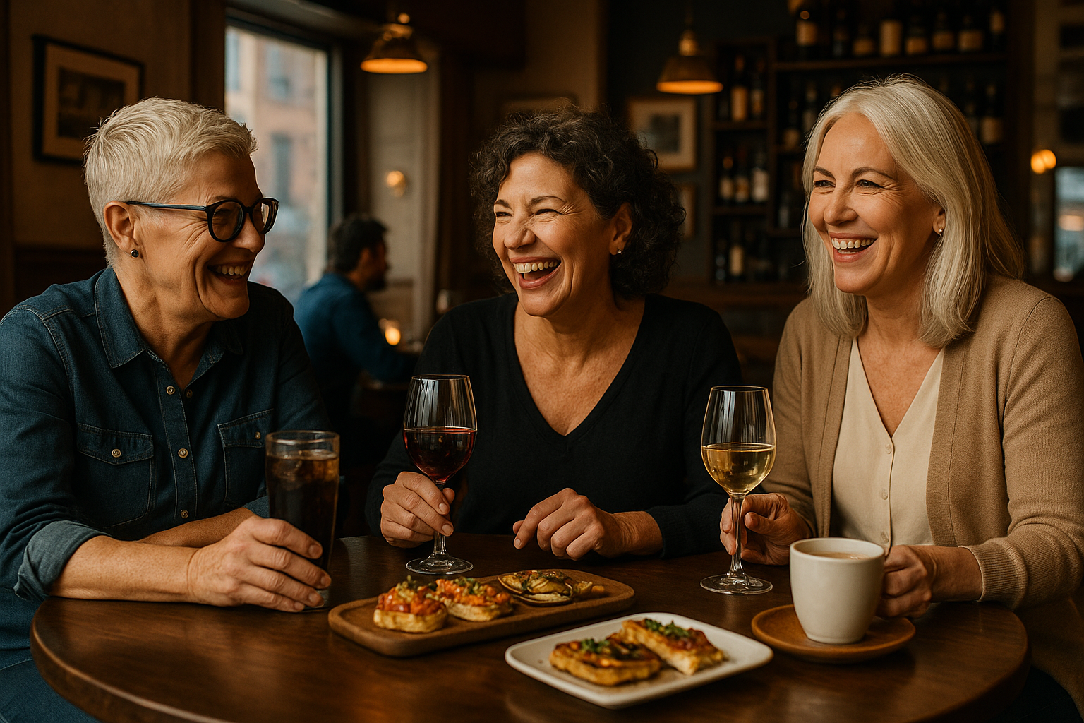 Three Women at a Bistro Bar