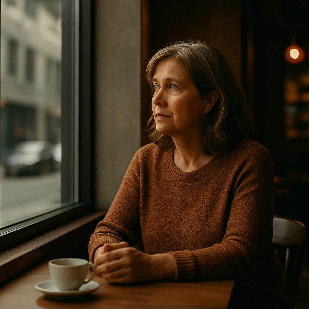 Woman Drinking Coffee Thinking