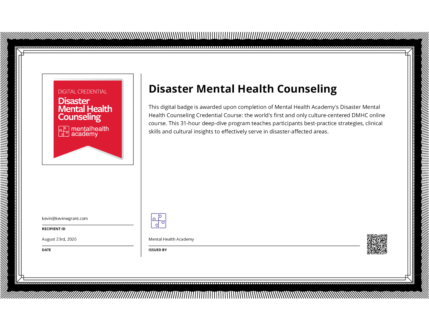 Disaster Mental Health Counseling Credential- Mental Health Academy